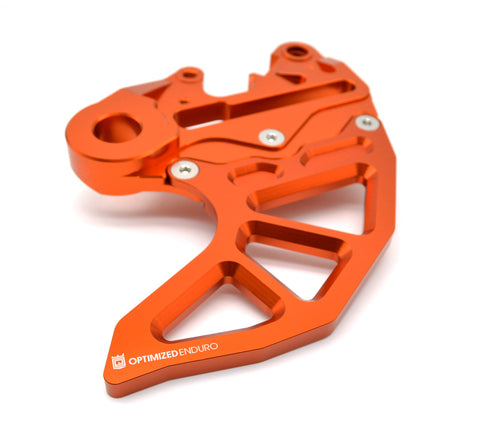 Optimized Enduro Rear Rotor Guard with Caliper Carrier for KTM 2013-2022 25mm Axle (Orange)